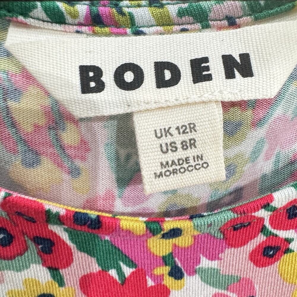 Boden Ditsy Floral Amelie Jersey Dress US 8R Pink Yellow Summer Work Travel Soft - Picture 5 of 11